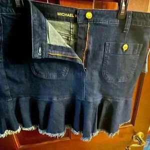 Chic Michael Kors Denim Skirt with Frayed Hem- NWT